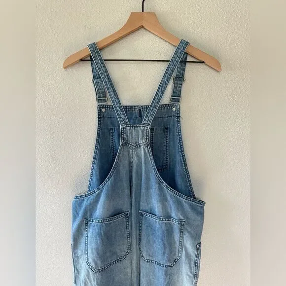 Madewell Skinny Distressed Denim Overalls Light Wash Size S